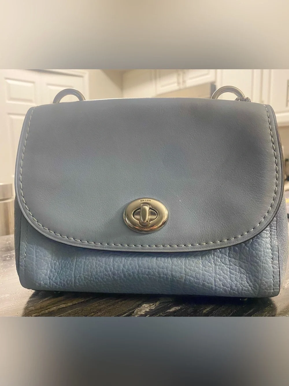 Coach Faye Turnlock Leather and Suede Crossbody Bag